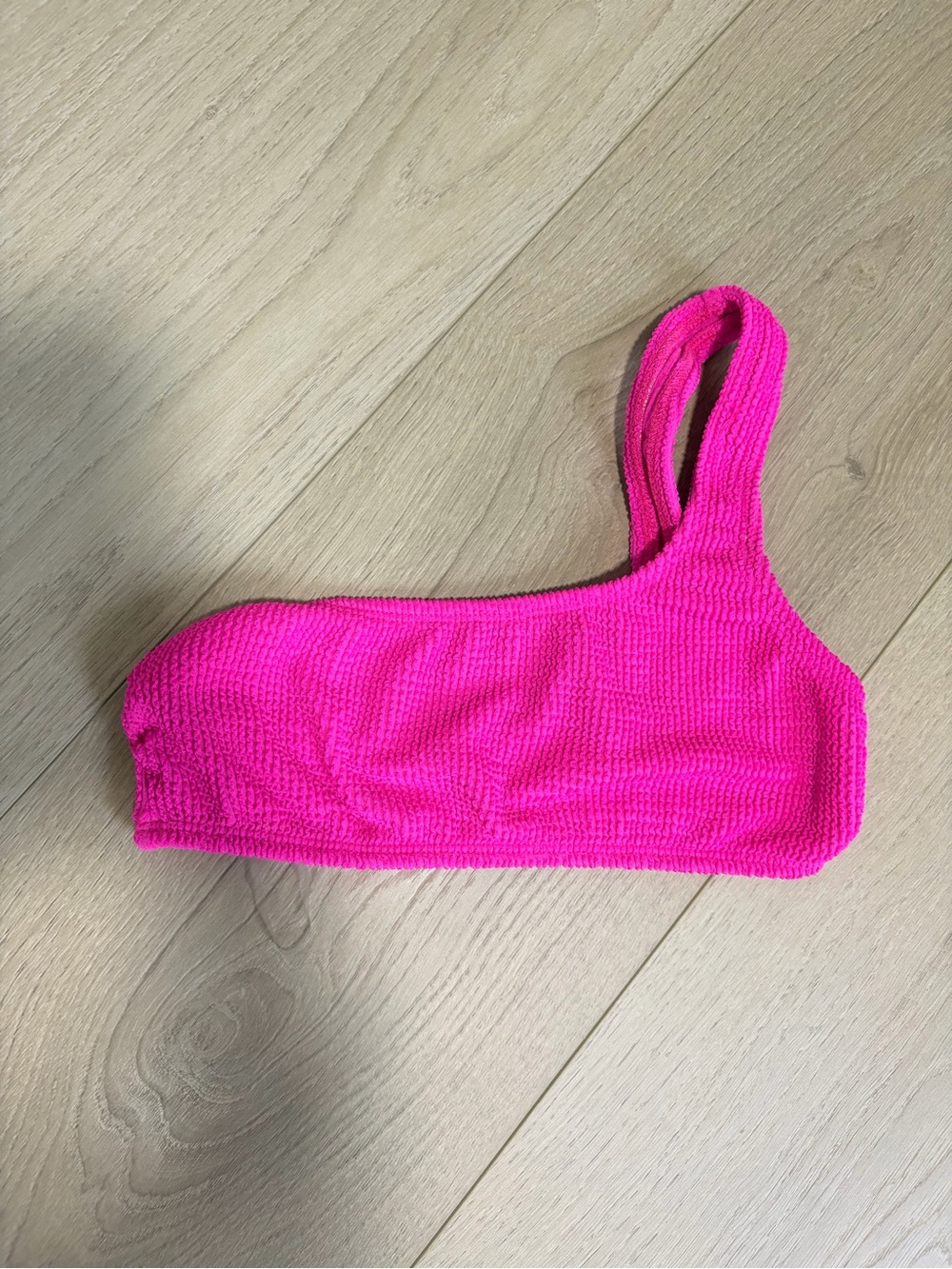 Good American Hot Pink One-Shoulder Bikini Top